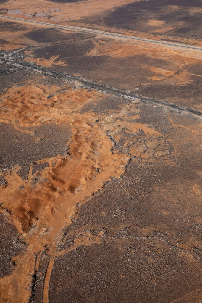 Figure 1a. Bulldozing and rubbish in area of Azraq Wheel 172. © APAAME. Photo by Bashar Tabbah. APAAME_20251208_BT-0302.